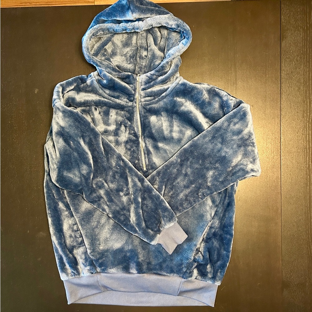 Ardene blue Zip Up Sweater Luxurious Velvet Texture